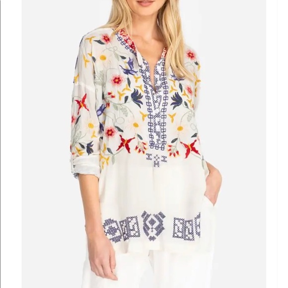 Johnny Was Tops - JOHNNY WAS MARIPOSA SILK BLOUSE